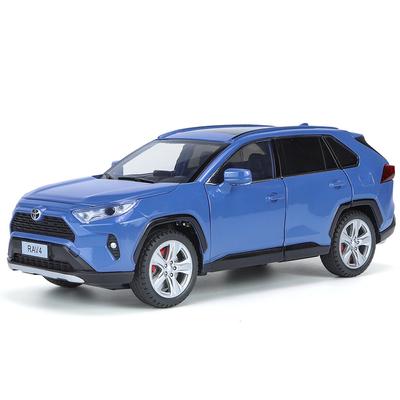 Model samochodu SUV terenowego Toyota RAV4 w skali 1/24, metalowy odlewany pojazd, symulacyjna kolekcja, zabawka z dźwiękiem i światłem dla dzieci, chłopców, prezent