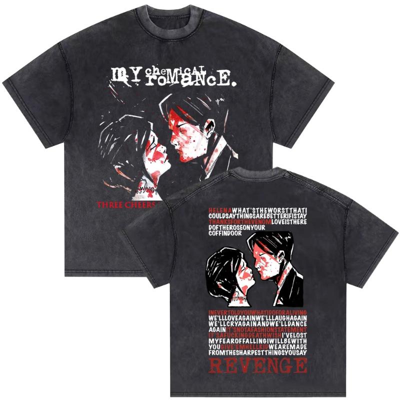 T-shirt z nadrukiem Chemical Romance, prany, męski damski, moda retro, oversize, streetwear, Y2K, hip hop, z krótkim rękawem, prany T-shirt
