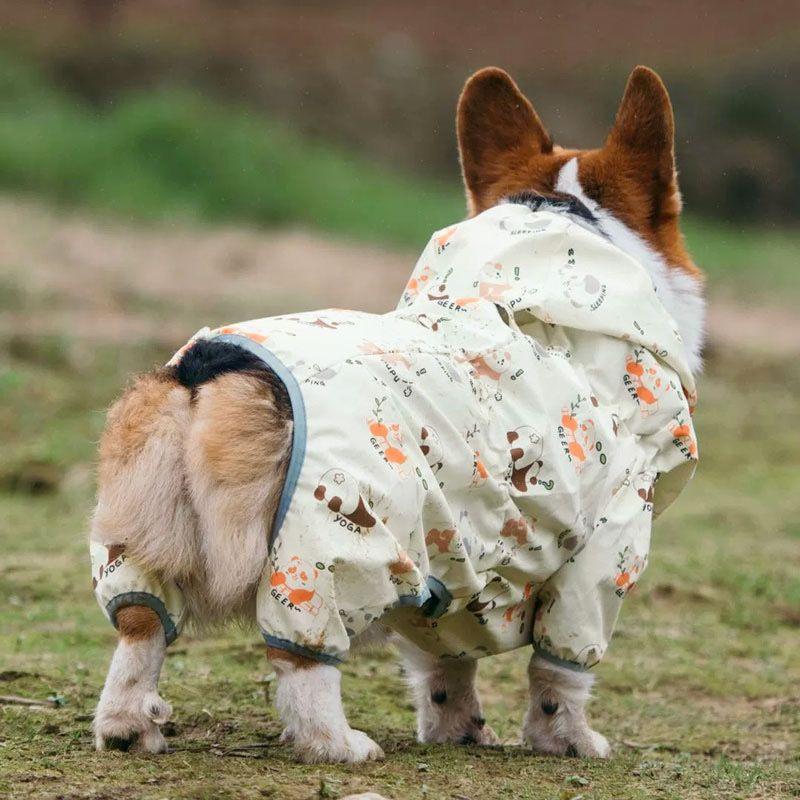 Welsh Corgi Dog wodoodporny kombinezon dla psa odzież dla zwierząt płaszcz przeciwdeszczowy ubranka dla psów z paskiem odblaskowym L-6L dla dużych psów