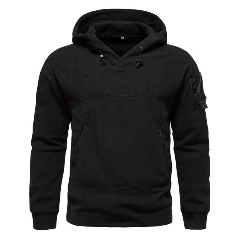 Men Tactical Fleece Hoodie Pullover Casual Sweatshirt Jacket For Autumn Winter S чёрный