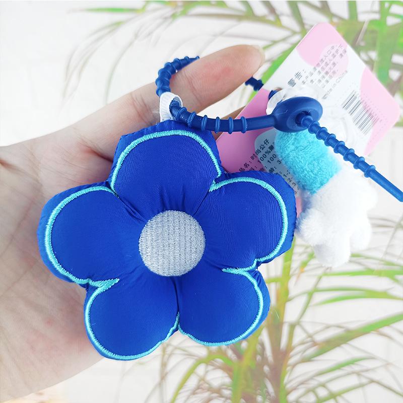 Charming Flower Bag Accessory: Cute Girly Fabric Heart with Mobile Phone Chain