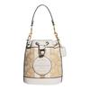 Dempsey 14 Classic Logo Stripe Logo Patch Fabric and Calf Leather Bucket Bag Shoulder Crossbody Handbag Mini Women's Gold and Light Khaki Chalk