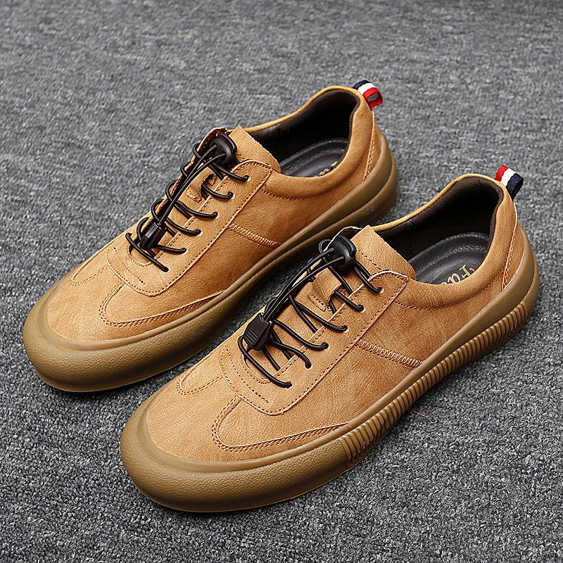 Nya Herrsneakers Mode Herr Casual Loafers Äkta Läderskor Utomhus Snörning Andningsbara Fritid Skateboard Herrloafers