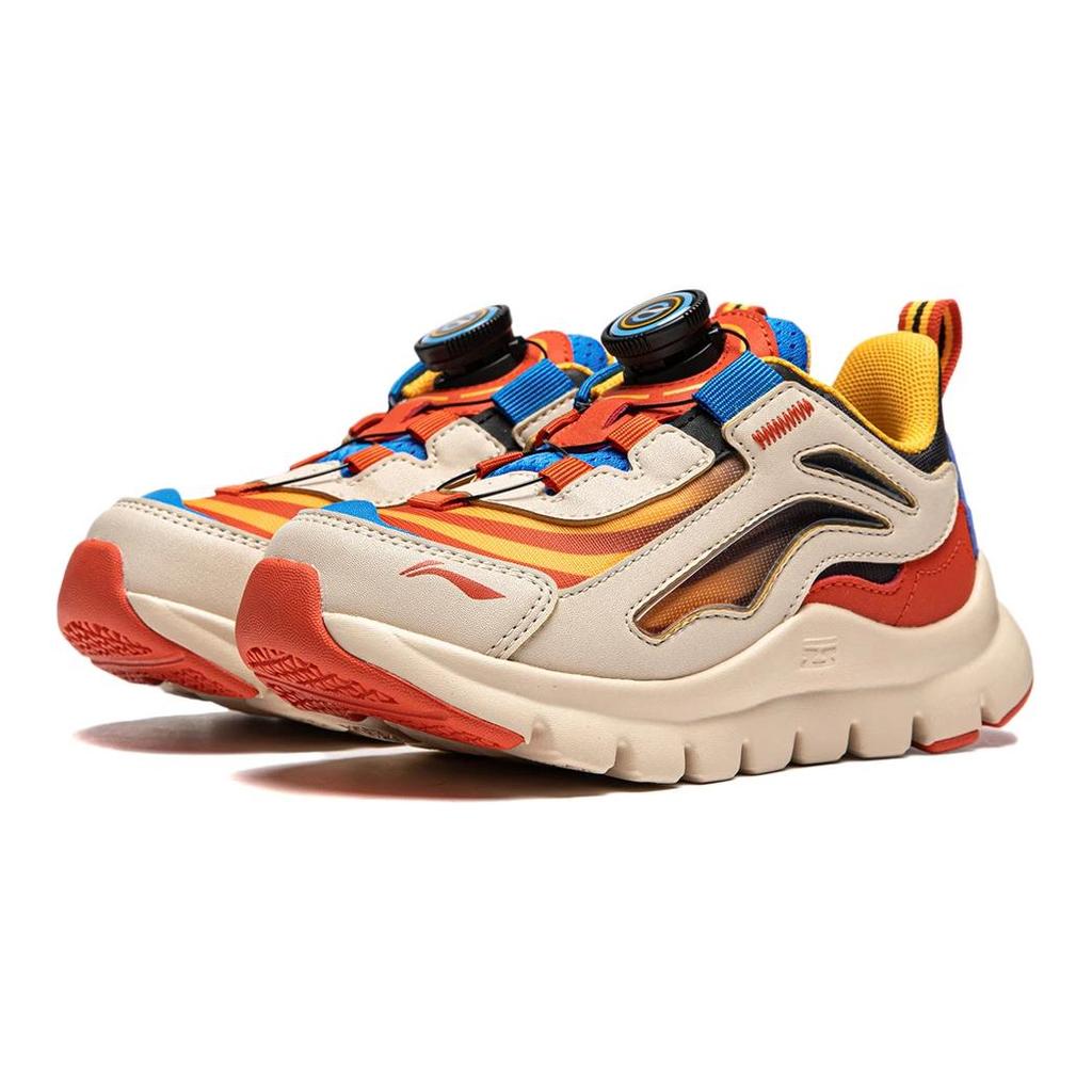 Li Ning Kinder Mini Aurora Drehknopf-Version Rutschfest Abriebfest Laufschuhe Kinder Laufschuhe Aprikosenorange Schwarz YKNU090-5
