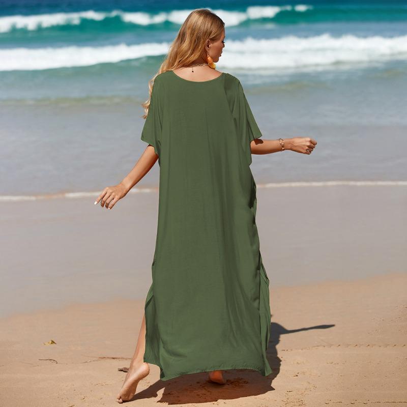 Women Beach Cover Up Loose Plus Size Bohemian Long Dress Bikini Top