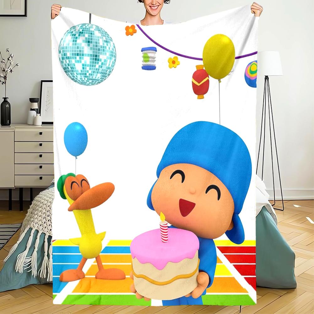 Pocoyo Theme Printed Blanket - Perfect for Couch, Bed, Travel & Outdoor Use | Machine Washable, Cozy & Durable.