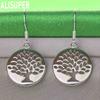 925 Sterling Silver Simple Openwork Round Tree Earrings - Stylish Banquet Jewelry