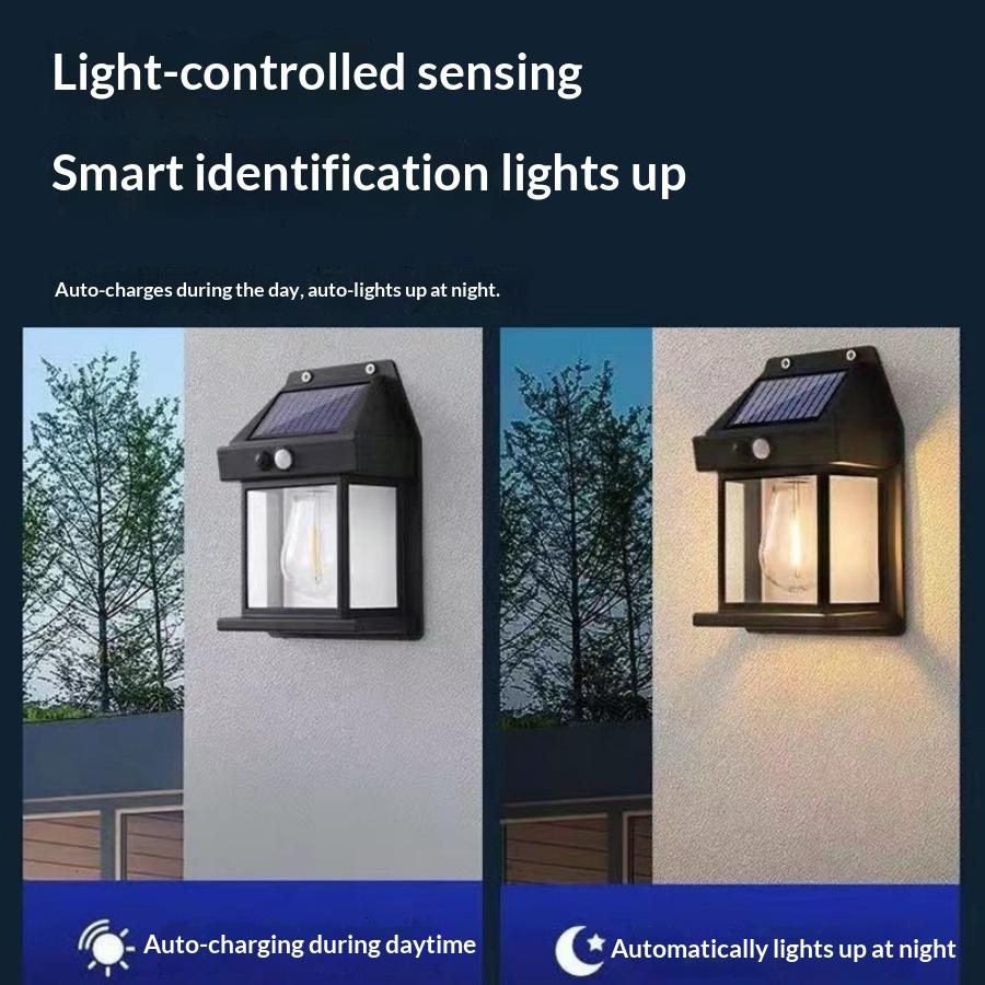 Frio Solar Powered Motion-Sensor Wall Lamp Dual-Brightness Setting 3500K Warm White IP65 Rated CE Certified for Garden Fence