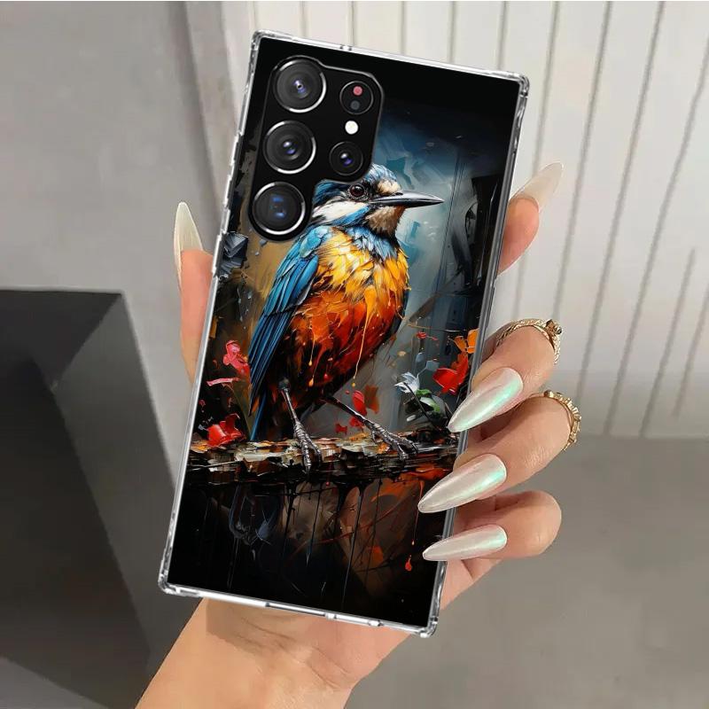 Animal Oil Painting Bird Phone Case for Samsung Galaxy S26 S24 S23 Ultra S25 Edge S22 S21 Plus S20 FE + Soft Print Shell Funda G