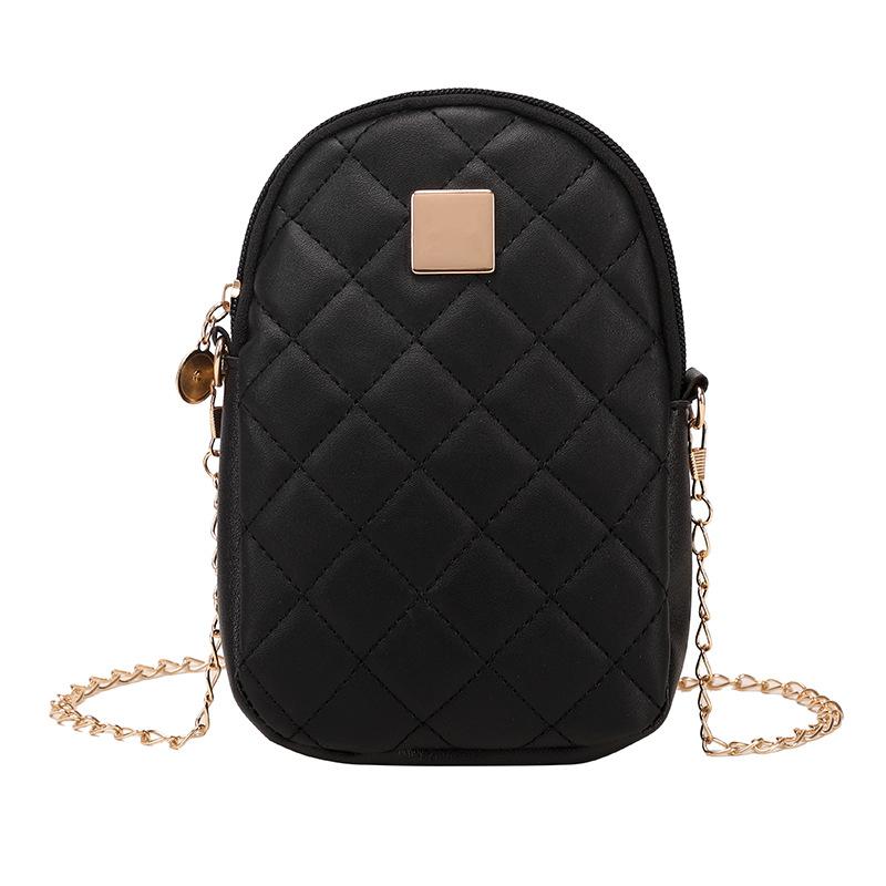Women's mobile phone bag new fashionable solid color diamond embroidered shoulder bag square standard simple messenger women's bag bag
