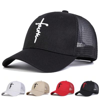 Casquette de baseball respirante pour hommes et femmes, chapeau de camionneur, casquette de golf, casquette hip-hop, chapeau d'été en maille brodée de lettres croisées, loisirs en plein air