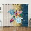 Curtains Turtle Blue Sea Sunshade Digital Printing Curtains Blackout No Punching Bedroom