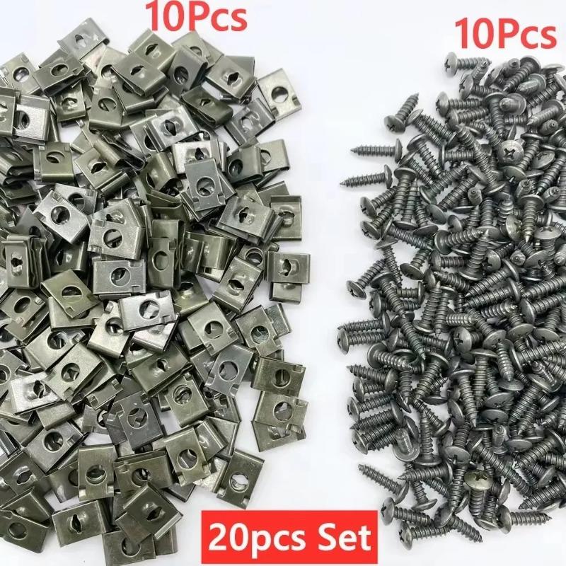 100 Stück - 10 Stück Gemischt Auto Metallschraube Gewindeschneidschraube Befestigungsclip U-Typ Clip mit Schraube Rostschutz Clip Schraubverschluss Blech
