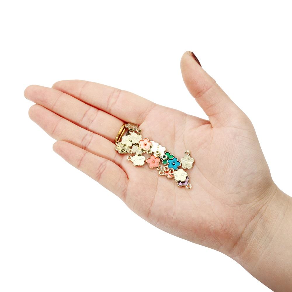 10Pcs/Lot Enamel Flower Shape Charms Pendants Necklace Bracelet Charms for DIY Jewelry Making Supplies Accessories