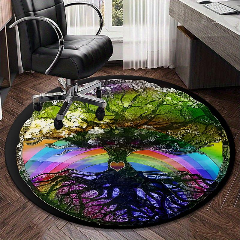 Yin-yang Tree Of Life Round Carpet Chair Cushion Round Entryway Rug, Soft Round Rugs for Living Room, Bedroom, Circle Carpet Decor Gifts