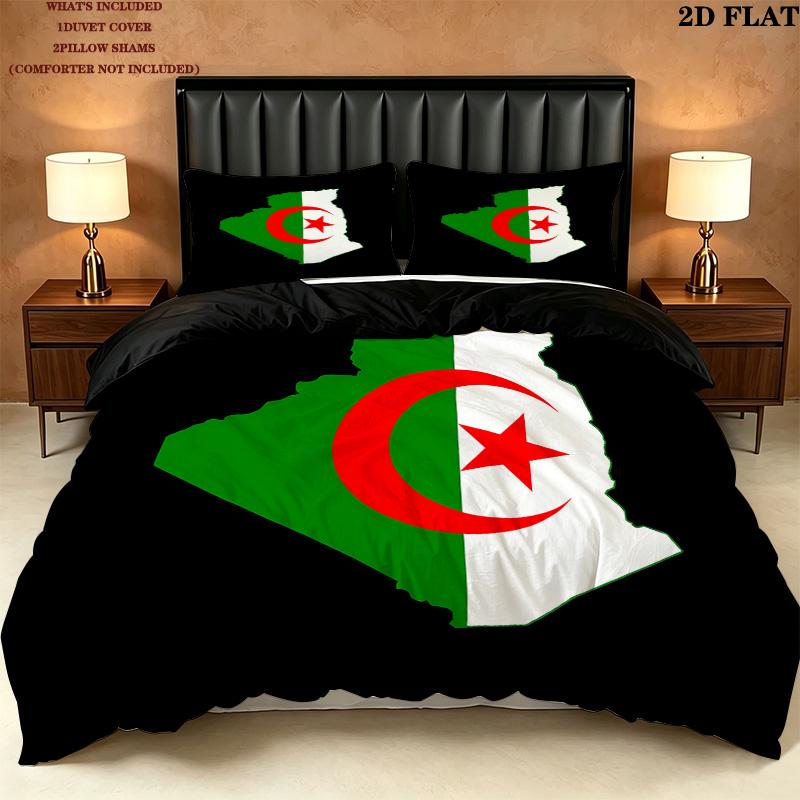 Algeriet Mønster Sengetøj Dyne Sæt Dynebetræk Pyntepudebetræk Hjem Fødselsdagsgave(1 * dynebetræk + 2 * pudebetræk, uden fyld)