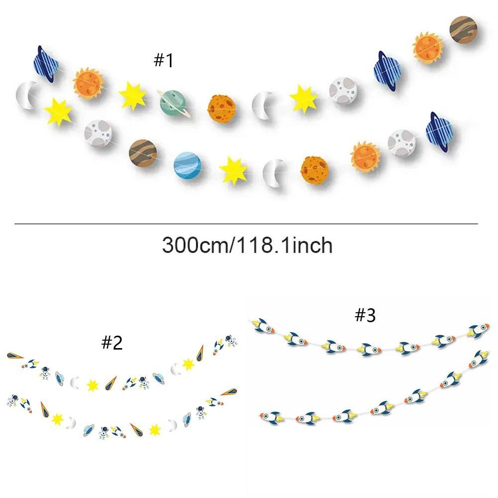 Astronaut Rocket Astronaut Garlands Banner 3m Outer Space Theme Party Decorations  Home Decor