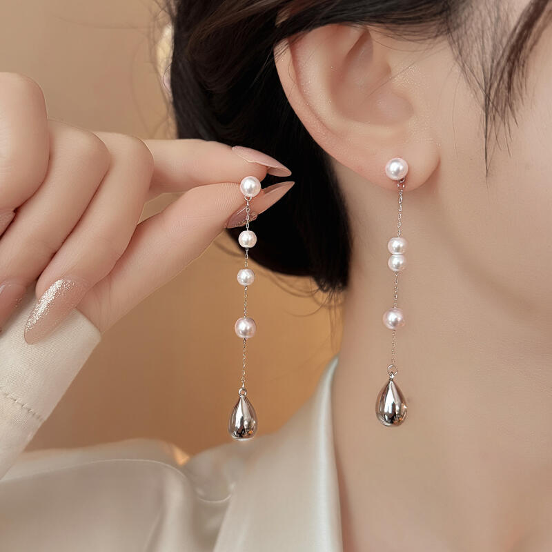 2026 New Water Droplet Imitation Pearl Tassel Earrings for Women Girls Elegant Fashion Long Dangle Earrings Jewelry Accessories