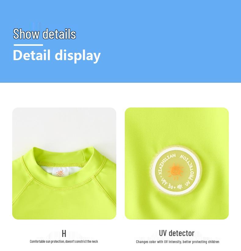 Dopamine Fluorescent Green Teen Sun Protection Quick-Dry Long Sleeve Swimsuit
