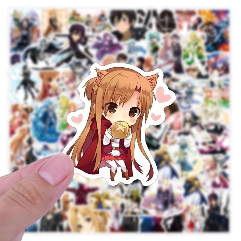 50pcs Sword Art Online Anime Stickers DIY Laptop Suitcase Luggage Skateboard Cartoon Asuna Kirito SAO Decals Gift Toy