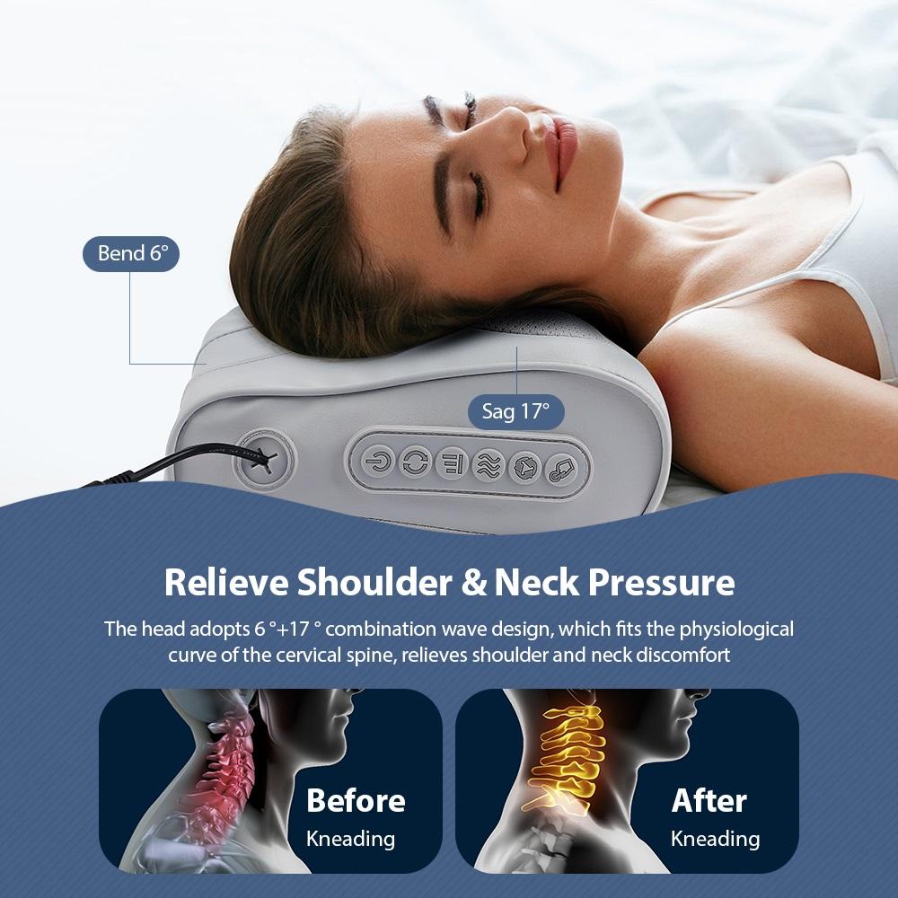 Multifunctional Neck And Back Massage Pillow 20 Heads Shiatsu Kneaded Massager Waist Body Constant Temperature Pillow Cushion
