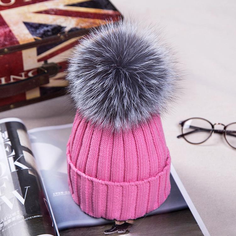 

Женская вязаная шапка-бини со съемным помпоном из искусственного меха норки - Разные цвета светло-розовый