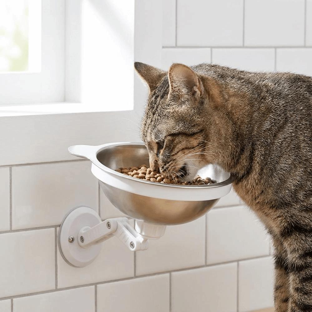 Space Saving Wall Mounted Dog Bowl Height Adjustable Cat Food Bowl for Cats and Dogs