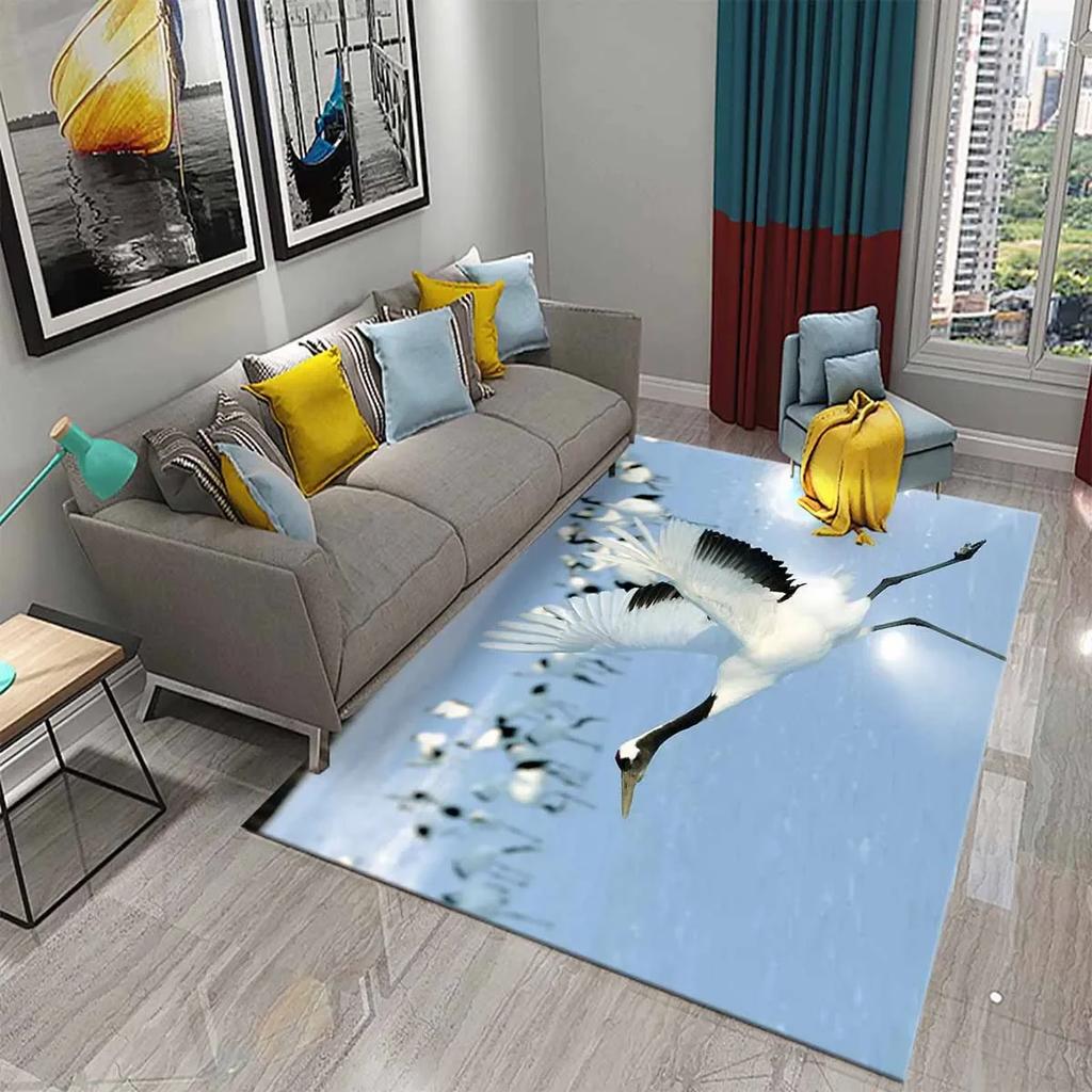 Lovely Red-Crowned Crane Carpet for Kitchen Bathroom Door Entrance Non-Skid Area Rug Living Dining Room Bedroom Decor Floor Rugs