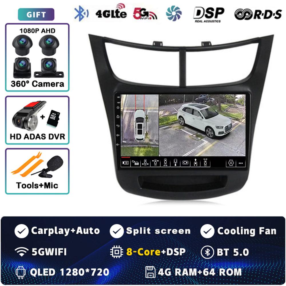 Android 14 Carplay Auto For Chevrolet Sail Aveo 2015-2019 Car Radio 4G WIFI Navigation Player Multimedia Srereo Video 360 Camera
