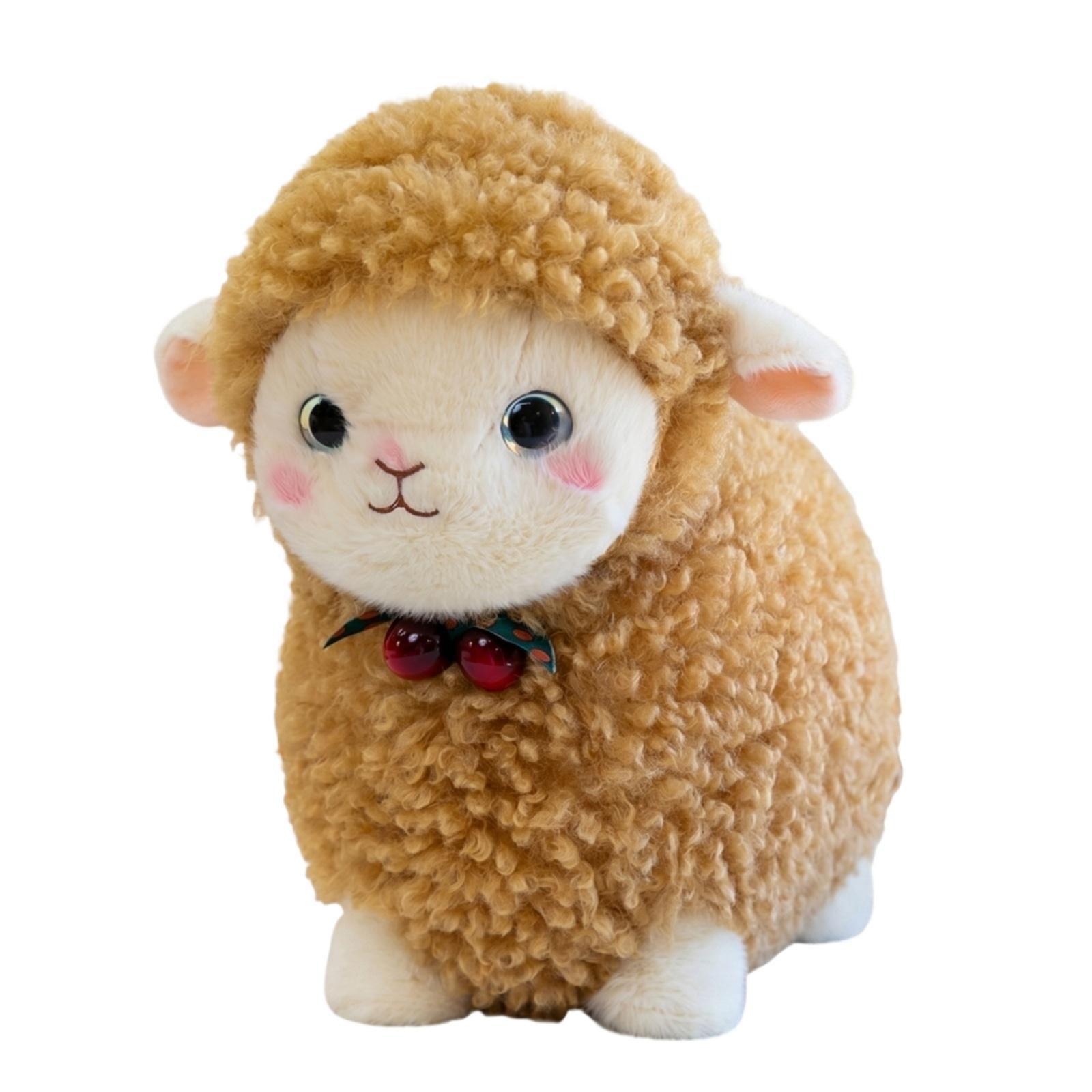 

Plush Sheep Stuffed Animal Soft Lamb Toy with Curly Fleece Texture and Decorative Bowknot Suitable for Kids and Collectors One Size