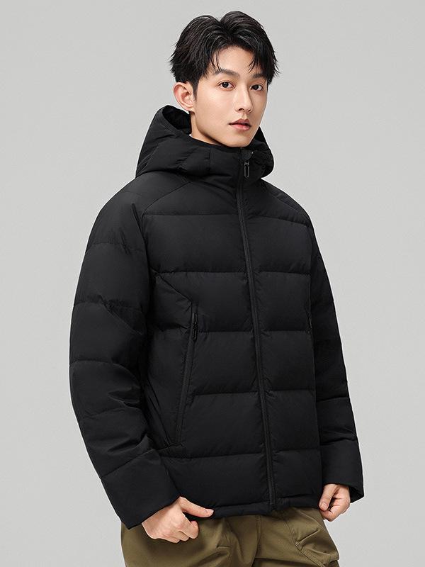 Men's Trendy Short Hooded Down Jacket - Thickened Winter Outdoor Casual Coat