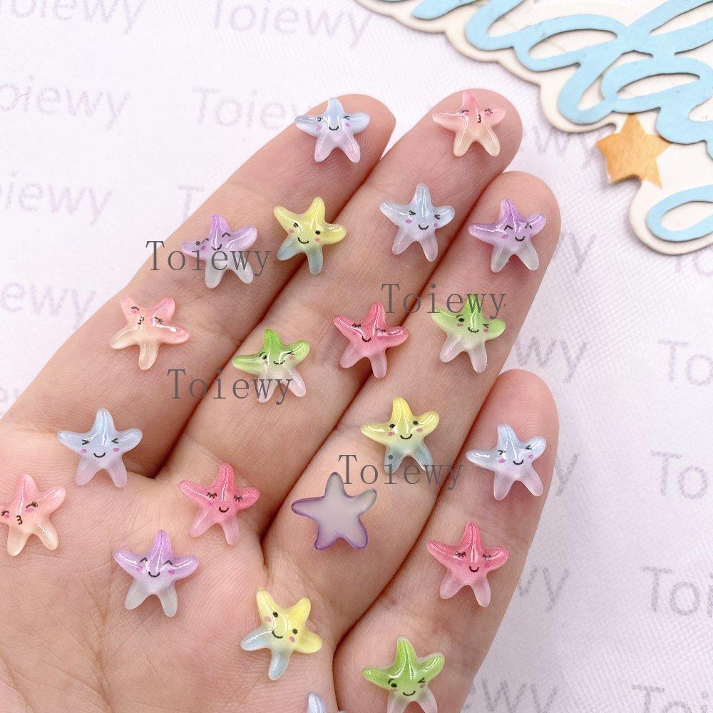 100pcs Resin Mini Colorful Kawaii Starfish Art Nail Flat back Star Rhinestone Accessories Scrapbook DIY Wedding Christmas Crafts