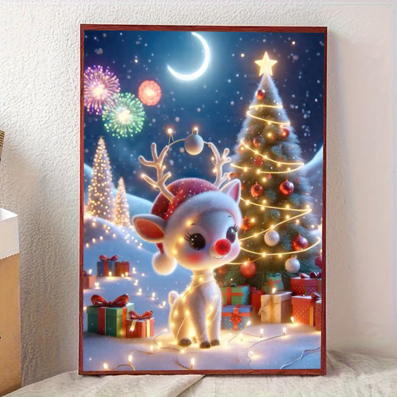 Full Round Diamond Christmas Animal Decoration Painting Kit 5D Diamond Embroidery Handmade Crafts Rhinestone Art Interior Wall Decor