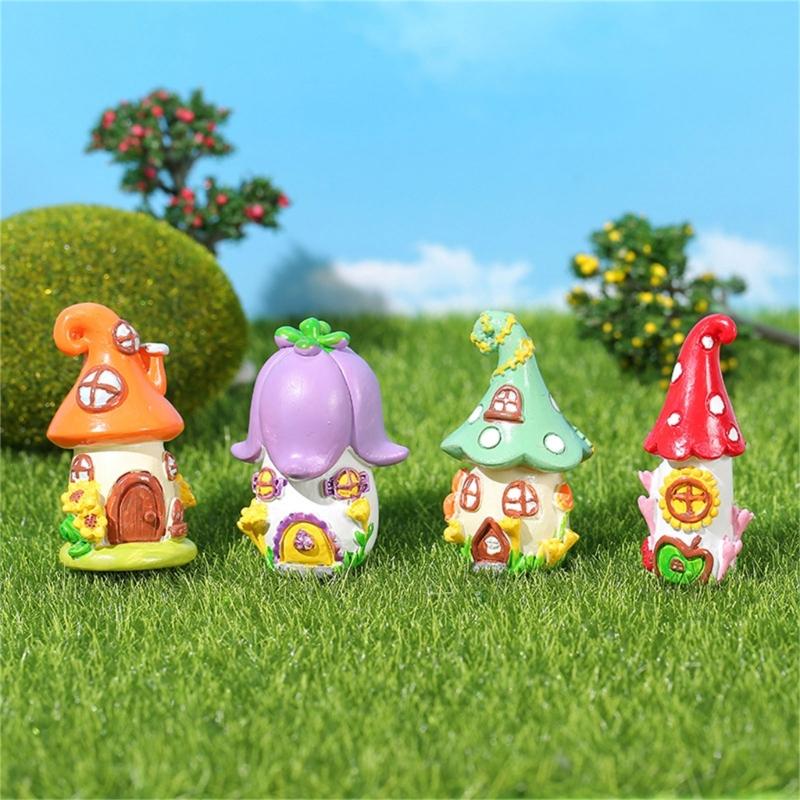 62KD Charm Mushroom House Desk Decors for Fantasy Enthusiasts Garden Decorations