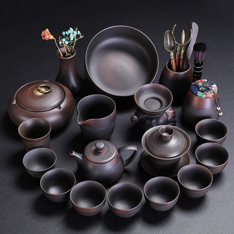 Purple Pottery Kung Fu Tea Set Household Purple Sand Brewing Teapot Teacup Tea Sea Tea Set Set High-End Business Gifts