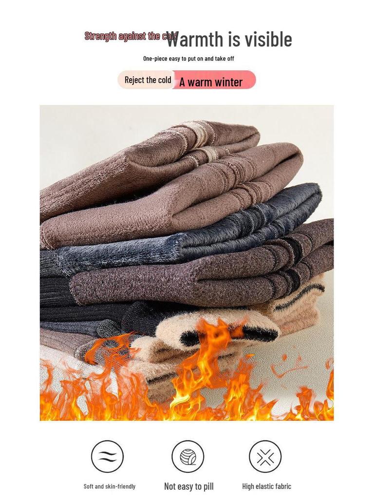 Girls' Fleece-Lined Warm Pants with Fur-Trimmed Cuffs for Autumn and Winter