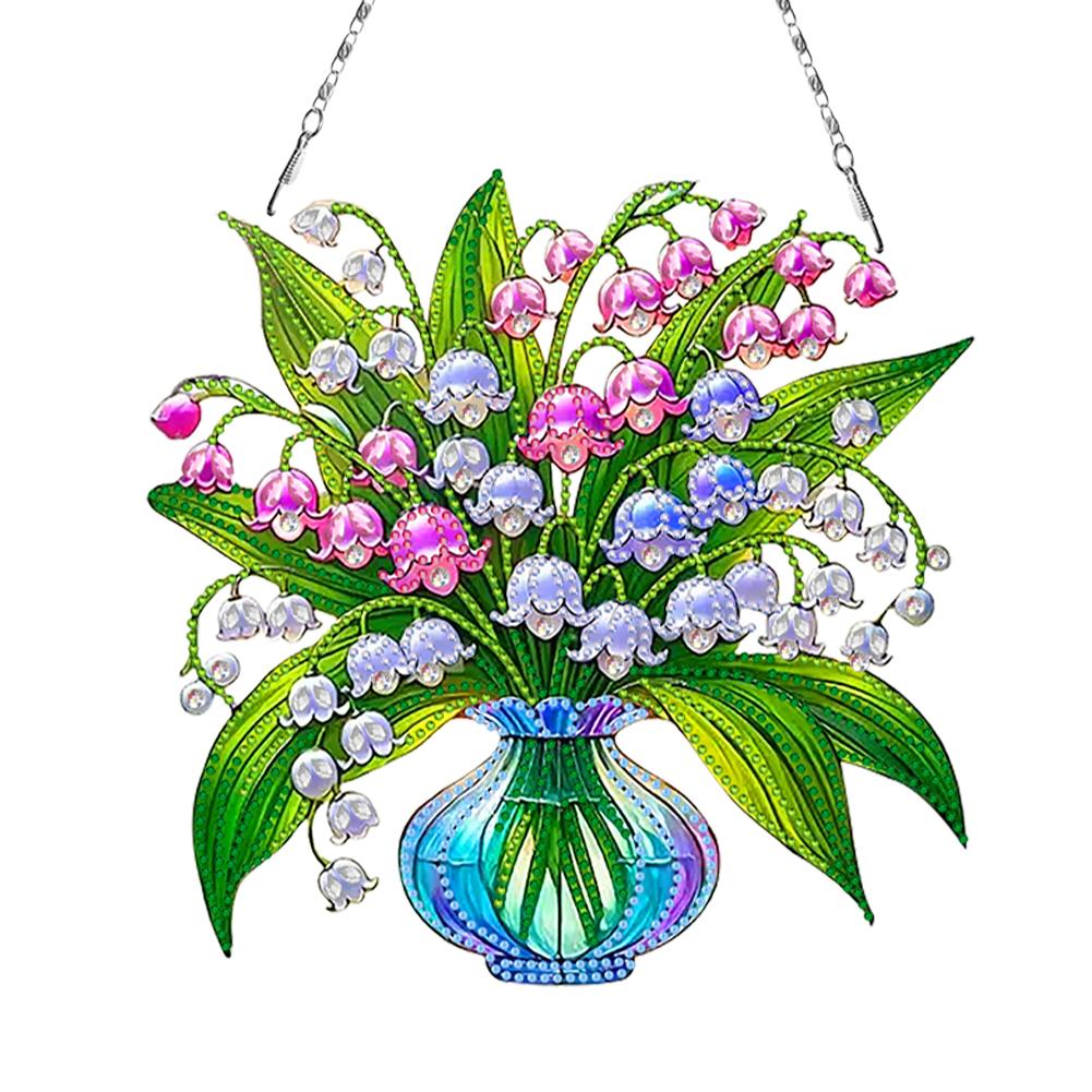 2D/Flat DIY Hanging Diamond Art Kits Rhinestone Diamond Art Window Pendants Diamond Art Pendant DIY Home Decor Hanging Charm