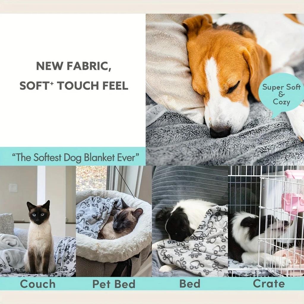Soft Dog Blanket Washable, Cat Blanket for Indoor Cats Large Medium Small Dog Gifts Puppy Essentials (Grey) Bed