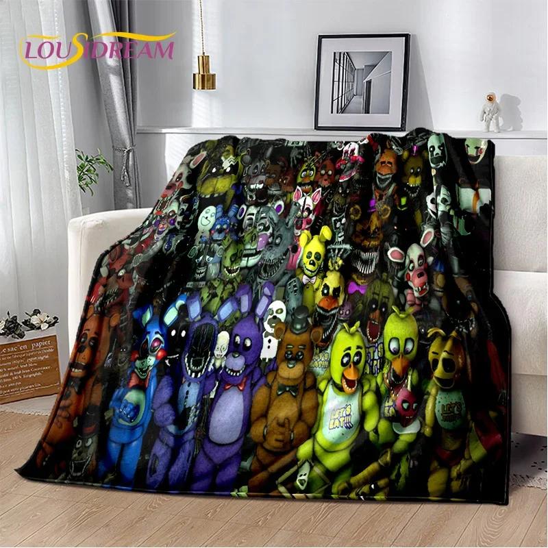 3D Horror Game F-FNAF Freddy Cartoon Soft Flannel Blanket for Bed Bedroom Sofa Picnic,Throw Blanket for Outdoor Leisure Nap Gift