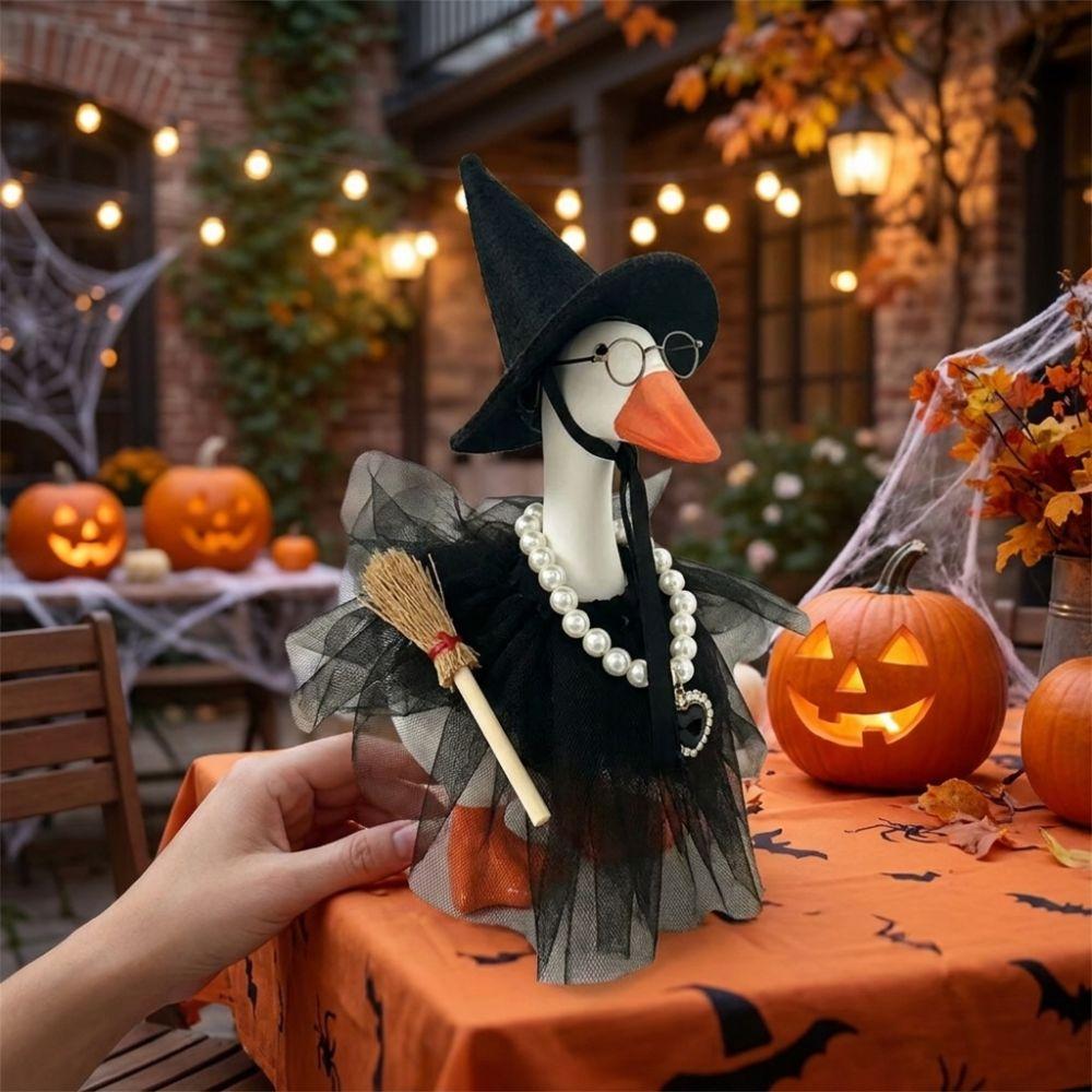 Dark Style Goose Witch Dress Up Costume Porch Goose Witch Scene Prop Halloween Party