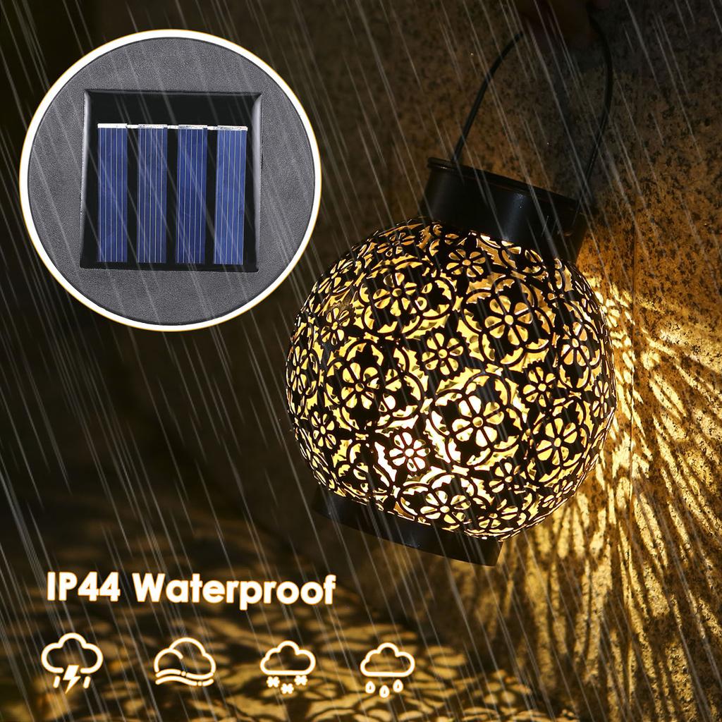 Tomshine Outdoor Solar Lantern Light Hollowed-out Design Decorative Metal Hanging LED Lights
