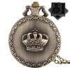 Vintage Fashion Crown Pattern Bronze Quartz Pocket Watch Arabic Numerals Dial Necklace Watch Retro Pendant Clock Gift Men Women