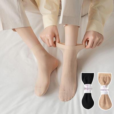 [10-20 Pairs] Women's Sheer Steel Short Stockings - Spring & Summer Anti-Snag Velvet Socks