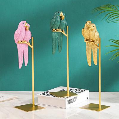 Nordic Resin Bird Ornament Couple Parrots Sculptures Animal Decoration Bird Statues Home Desktop Figurines Parrot Sculpture