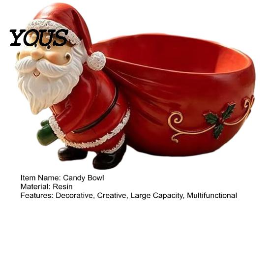 Christmas Themed Home Accent Santa Claus Candy Bowl, Resin Desktop Organizer, Decorative Fruit Dish, Storage Tray Creative Bowl for Tabletop