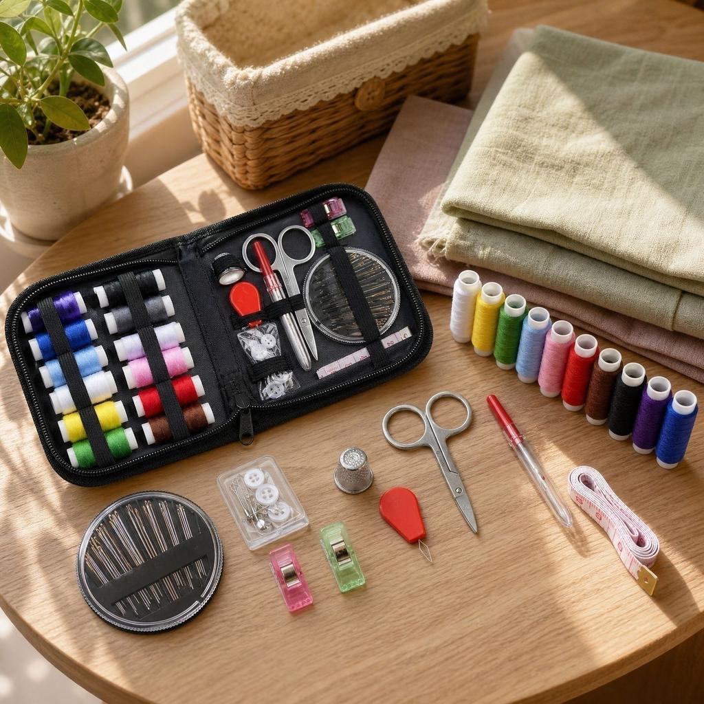63 Piece Portable Sewing Kit, Travel Sewing Supplies Set with Needles, , Scissors and Accessories for Home and Emergency Repairs