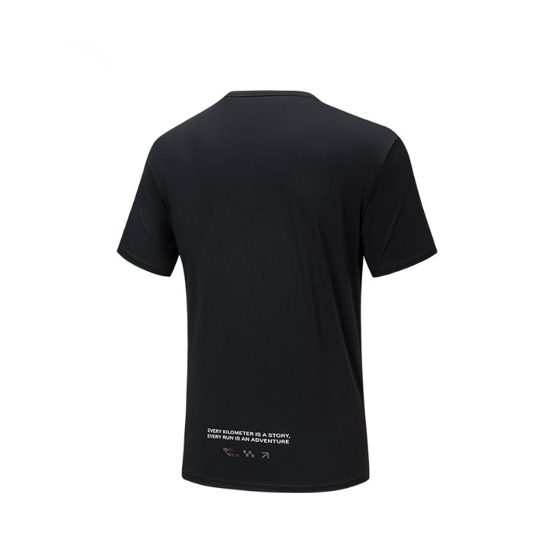 Anta Comfortable Casual Simple Letter Print Quick-Dry Round Neck Short Sleeve T-Shirt Men Tops Basic-Black 152535103-2