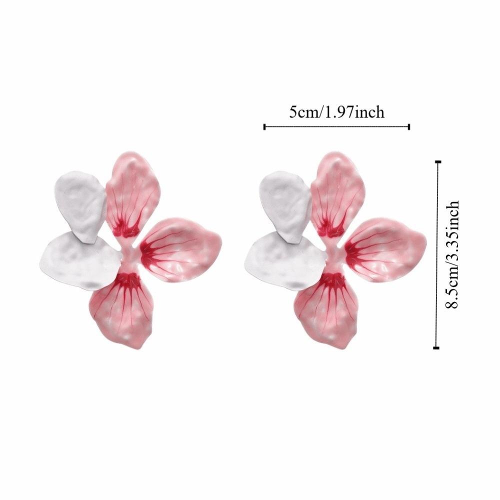 Dripping Oil Enamel Stud Earrings Zinc Zinc Alloy Bohemian Dangle Earring Drip Oil Flower Earrings  Women