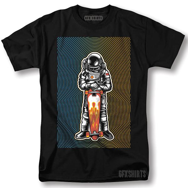 Astronaut Skateboarding Shirt Space Galaxy Cool Gift Graphic T-shirt Unisex T-Shirt XL