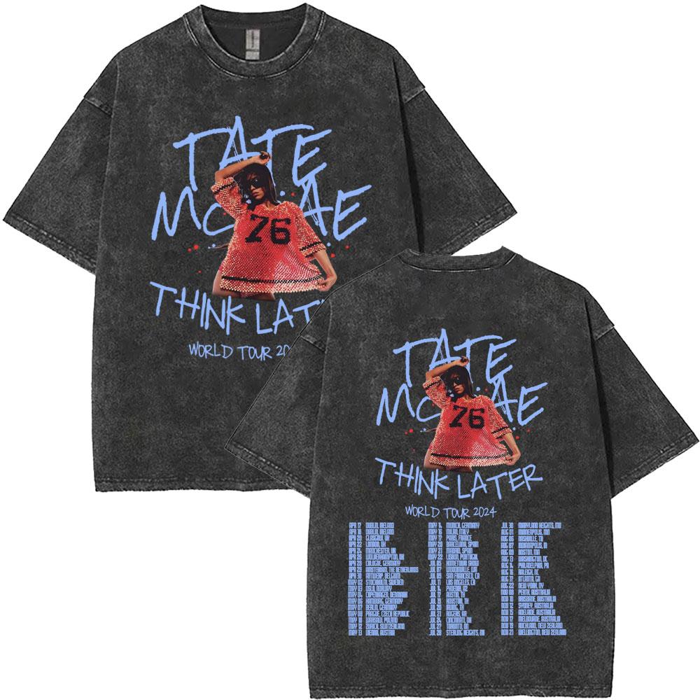 Washed Singer Tate Mcrae Album So Close To What Miss Possessive  World Tour T Shirts Men Women Fashion Oversized Tshirts